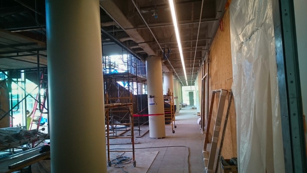 Fire alarm cabling being run at the American AgCredit headquarters